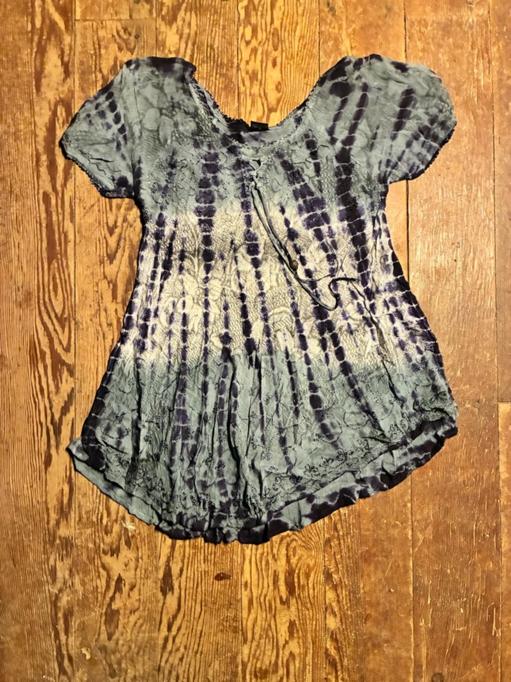 Tie-Dye Short Sleeve Tunic in Slate and Navy
